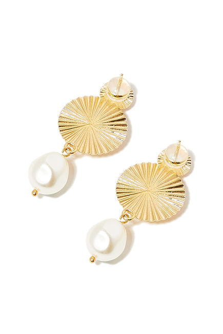 Odessa Earrings, 18K Gold-Plated Brass, Crystals & Pearl